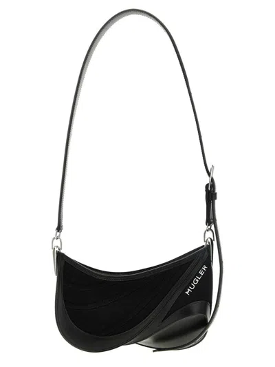 MUGLER MUGLER 'SMALL DENIM SPIRAL CURVE 01' SHOULDER BAG