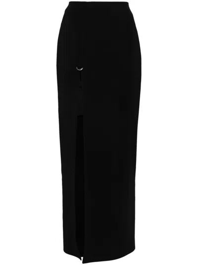 Mugler Side-slit Maxi Skirt In Black