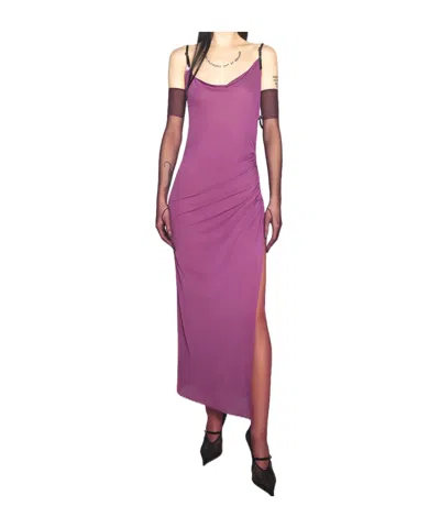 Mugler Side-split Midi Dress In Purple