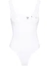 Mugler Logo-print Cotton Bodysuit In White