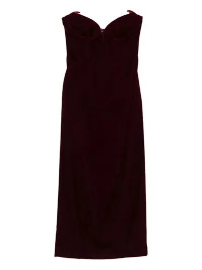 Mugler Strapless Velvet Sweetheart Maxi Dress In Burgundy