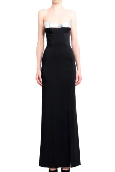 Mugler Structured Strapless Maxi Dress In Black