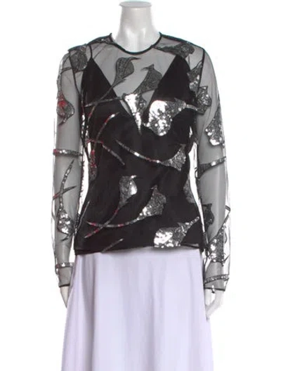 Pre-owned Mugler Silk Printed Blouse In Black