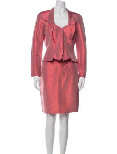 Pre-owned Mugler Silk Skirt Suit In Pink