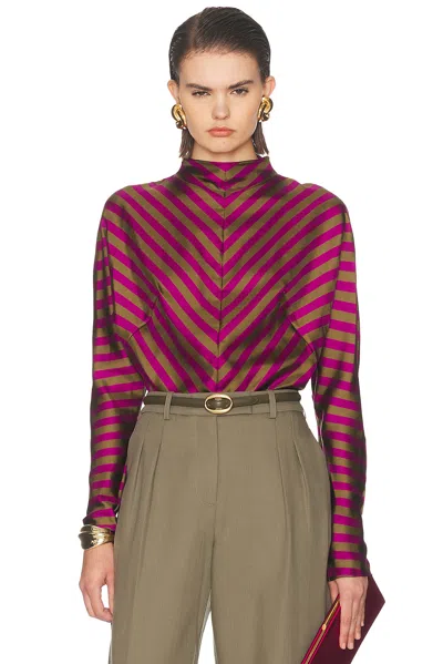 Mugler Silk Turtleneck Top In Multi