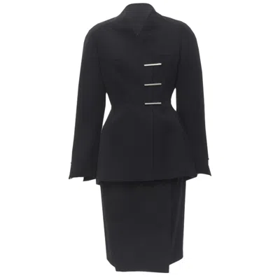 Mugler Silver Double Breasted Jacket Skirt In Black