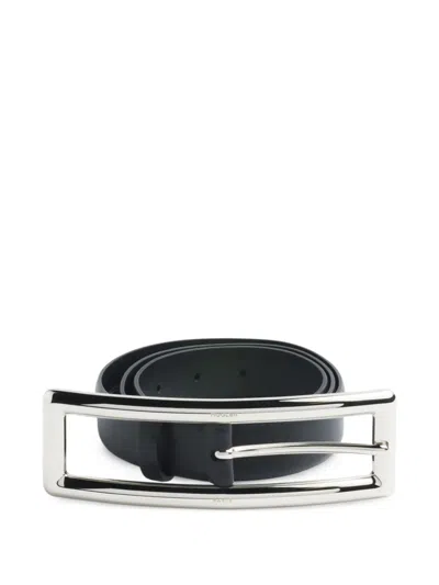 Mugler Silver Rectangle Buckle Belt In White