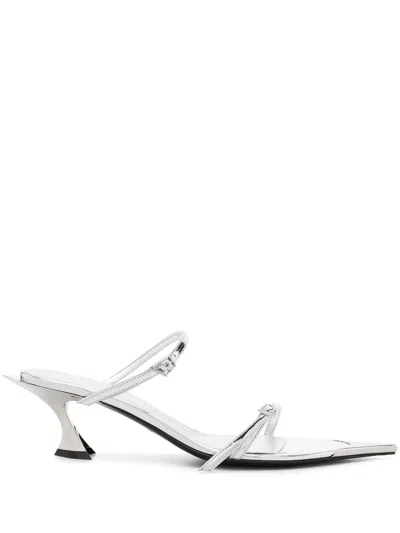 Mugler 55mm Metallic Leather Sandals In Silber