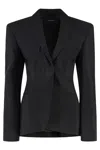 Mugler Single-breasted One Button Jacket In Blue