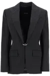 Mugler Pierced Tailored Jacket Raw Blue In Black