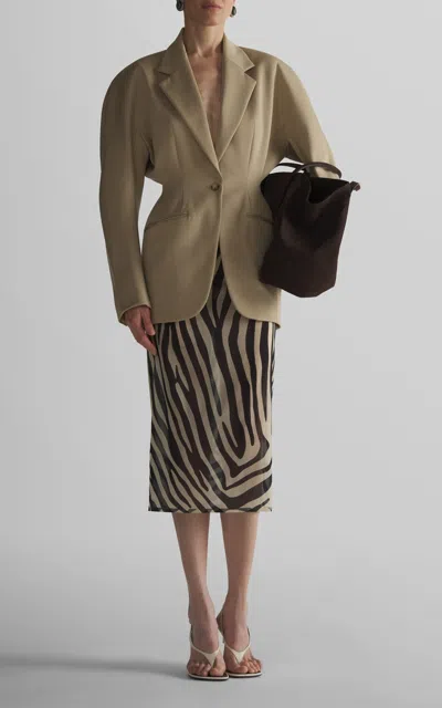 Mugler Single-breasted Cotton-gabardine Jacket In Neutral