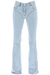Mugler Rhinestone-embellished Flared Jeans In Blu