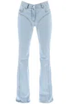 Mugler Rhinestone-embellished Flared Jeans In Light Blue (blue)