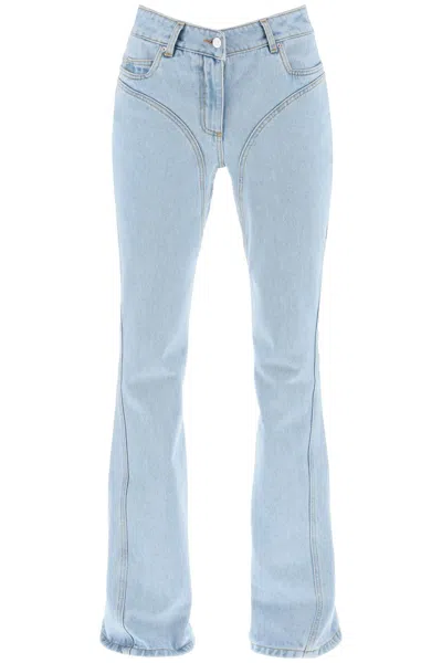 Mugler Rhinestone-embellished Flared Jeans In Blue