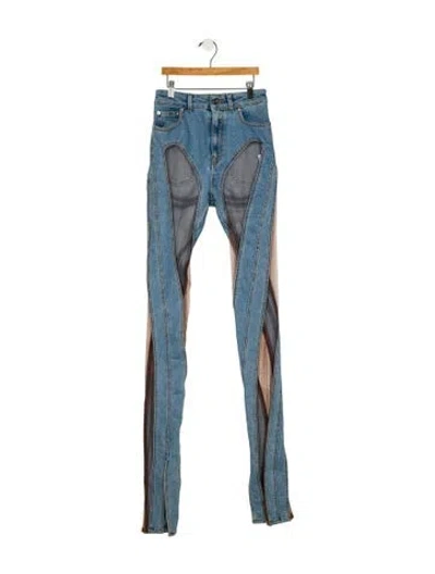 Pre-owned Mugler Skinny Leg Pants In Blue