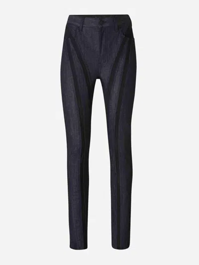Mugler Skinny Mesh Jeans In Denim Dark Blue