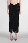 Mugler Ruched Midi Skirt In Black