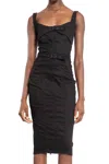 Mugler Denim Buckle Midi Dress In Black