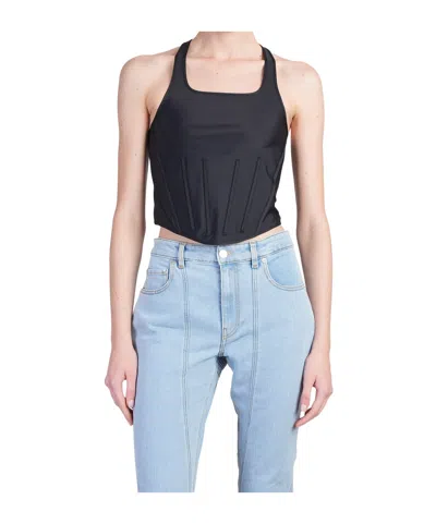 Mugler Sleeveless Corset In Blue