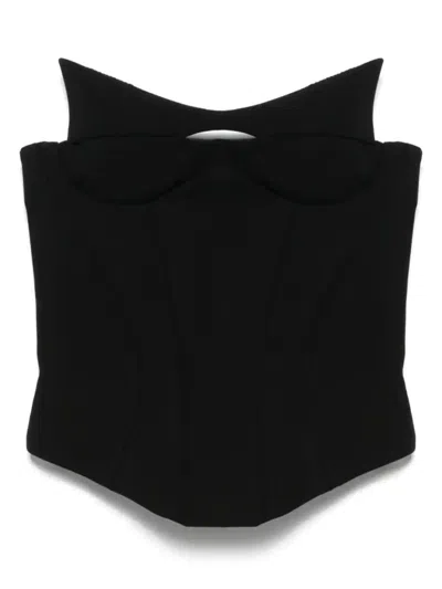 MUGLER SLEEVELESS CORSET TOP - WOMEN'S - VIRGIN WOOL/VISCOSE/SILK/POLYESTERCUPRO