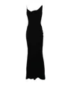 Mugler Metallic-detail Crepe Gown In Black