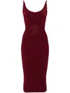 Mugler Sleeveless Knitted Mididress In Rot