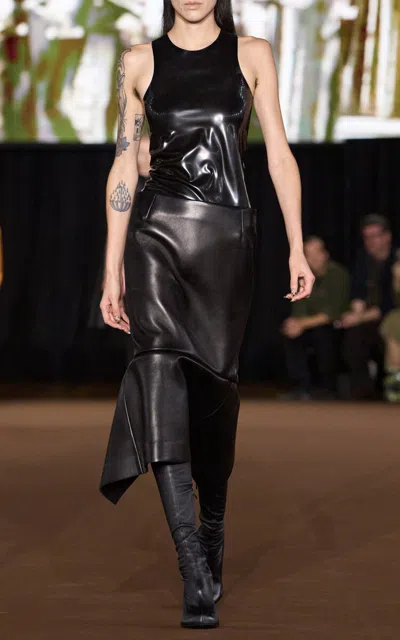 Mugler Sleeveless Latex Tank Top In Black