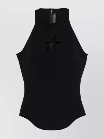 MUGLER SLEEVELESS STAR CUTOUT RACERBACK TOP