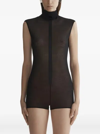 Mugler Sleeveless Tuxedo Bodysuit Woman Black