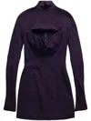 Mugler Slice Long-sleeve Minidress In Purple