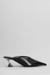 Mugler Slipper-mule In Black Leather In Black