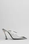 Mugler Slipper-mule In Silver Polyamide In White