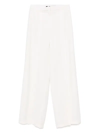 Mugler Slit Buckled Palazzo Pants In White