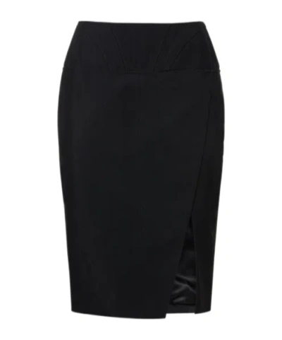 Mugler Slit Skirt In Black