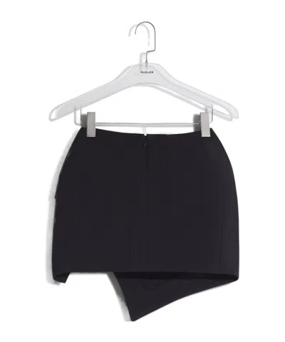 Mugler Slitted Mini Skirt In Black