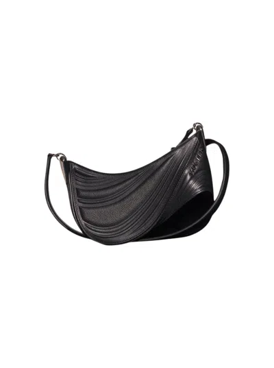 Mugler Small Embossed Spiral Curve 01 Shoulder Bag Black