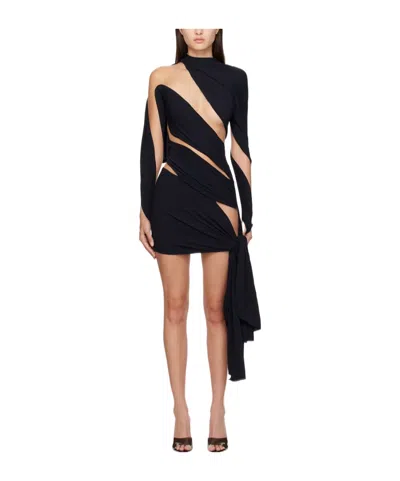 Mugler Small High-neck Hollow Dress In Black