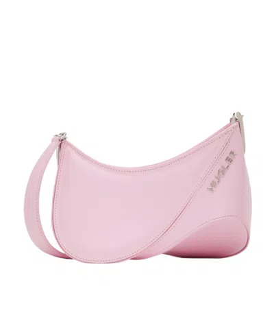 Mugler Small Spiral Curve 01 Embossed Crossbody Bag In Pink