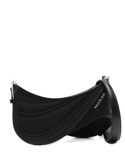 Mugler Small Spiral Curve 01 Shoulder Bag In Black