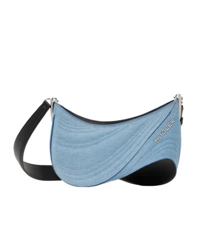 Mugler Small Spiral Curve 01 Shoulder Bag In Blue