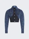 Mugler Snake-print Panelled Denim Jacket In Blue