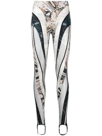 Mugler Leggings Mit Schlagen-print In Nude