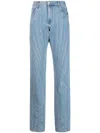 Mugler Seam-embellished Straight-leg High-rise Stretch-denim Jeans In Blue
