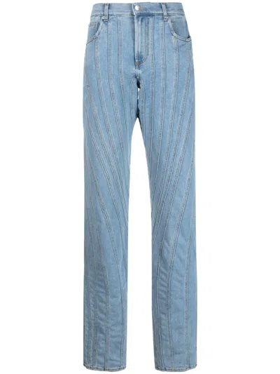 MUGLER SNOW SPIRAL STRAIGHT-LEG JEANS