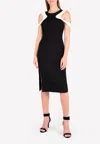Mugler Space Cold-shoulder Sheath Dress In Monochrome
