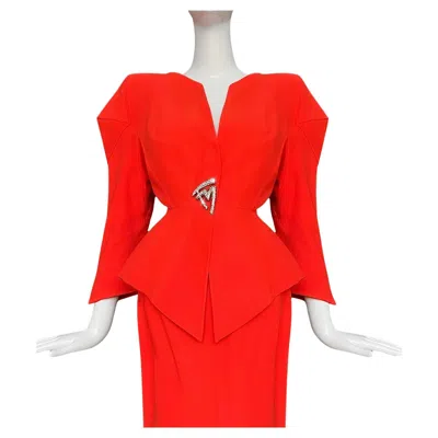 Pre-owned Mugler Spectacular Archival Thierry  Ss 1991 Suit Skirt Jacket In Red