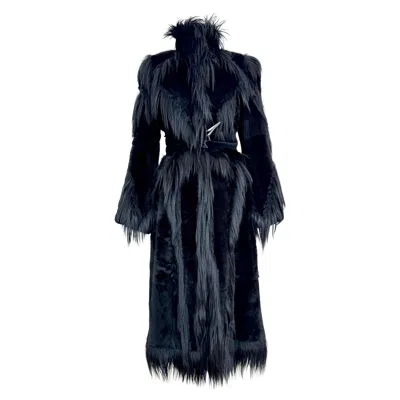 Pre-owned Mugler Spectacular Thierry  Black Fur Maxi Coat