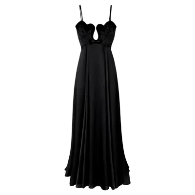 Pre-owned Mugler Spectacular Thierry  Fw 1993 Silk Siren Dress Evening Gown In Black