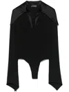 Mugler Spiky-collar Bodysuit In 黑色