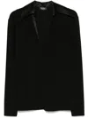 Mugler Spiky-satin-collar Polo Shirt In Black